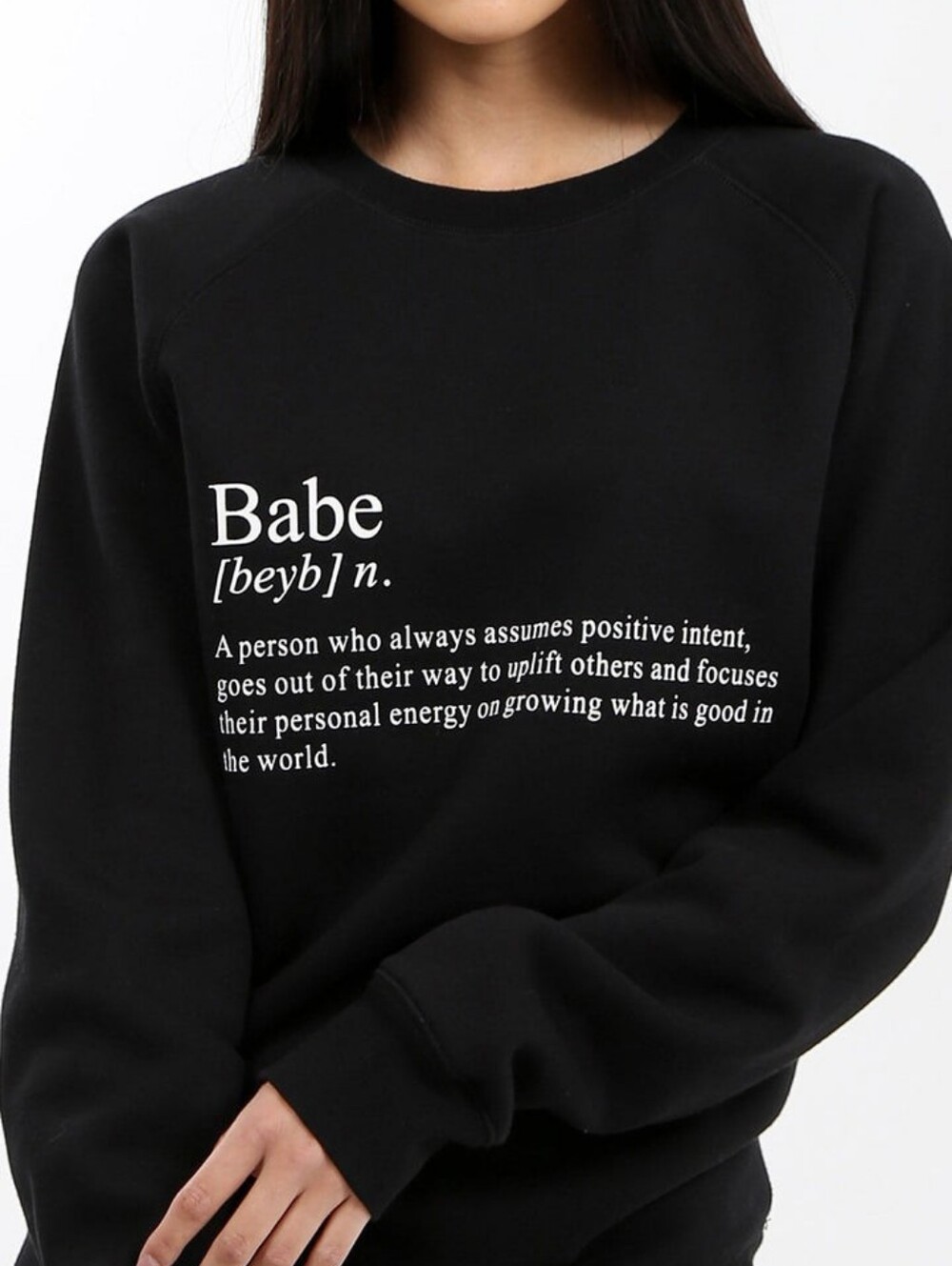 BRUNETTE THE LABEL Definition of a Babe Classic Crewneck Sweatshirt Black S/M